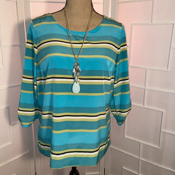 Croft & Barrow Aquatic Colors Stripe blouse - Picture 2 of 7